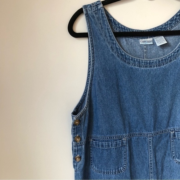 VINTAGE denim midi dress with buttons at sides and patch pockets. - Picture 2 of 6